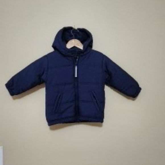 Old Navy Puffer Hooded Jacket Zip Front Color Blue Size 3T Toddler - Picture 7 of 7